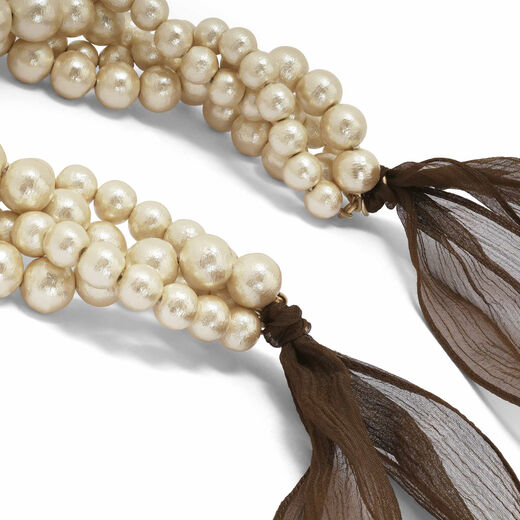 Cotton pearl silk ribbon necklace by Anq